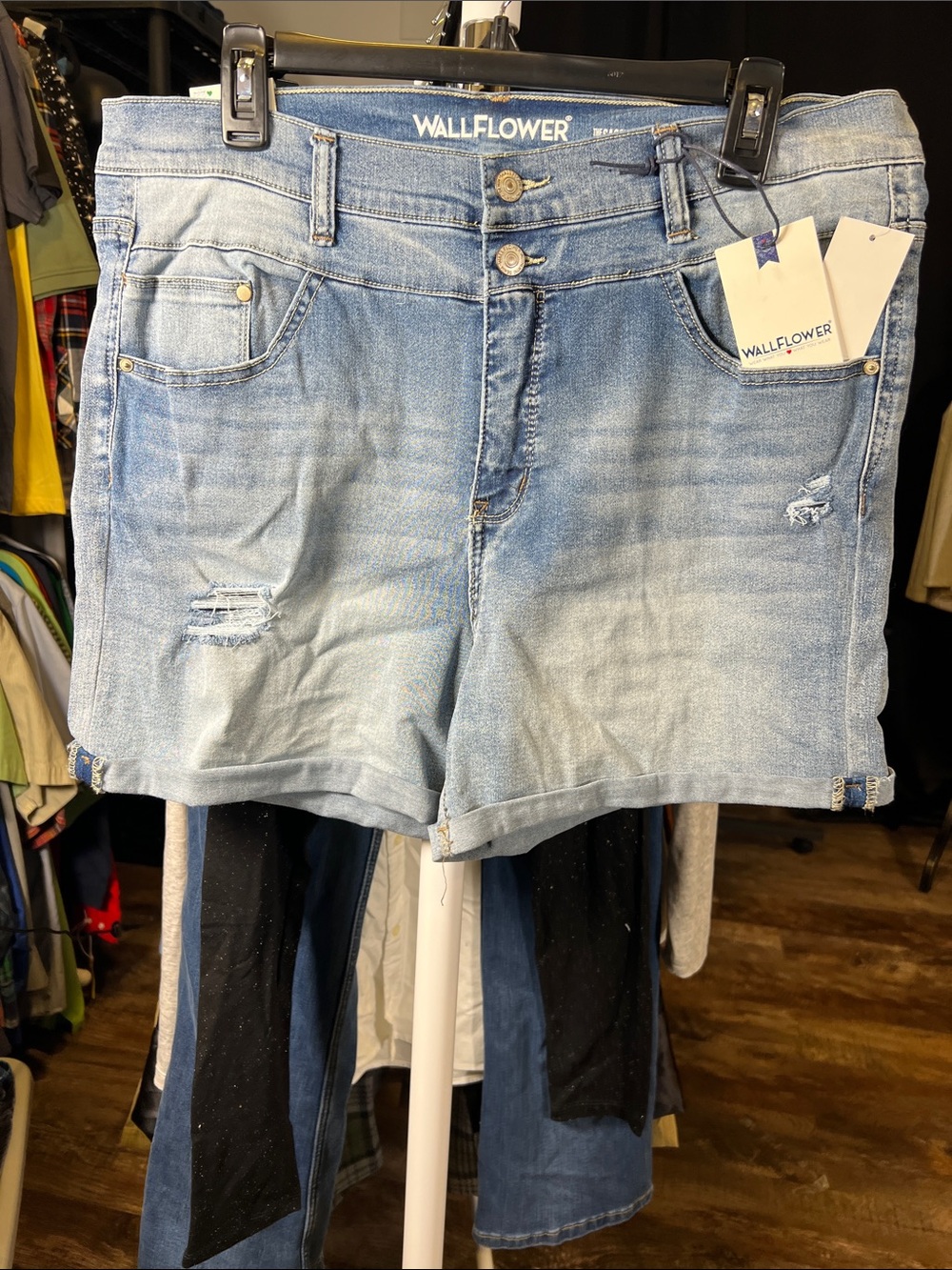 Wallflower Light Blue Relaxed Men’s Denim Shorts with Subtle Distress
